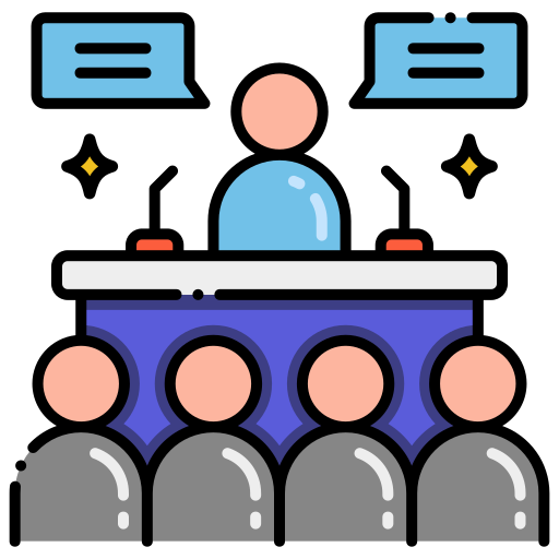 Icono de organizadores de eventos y conferencias